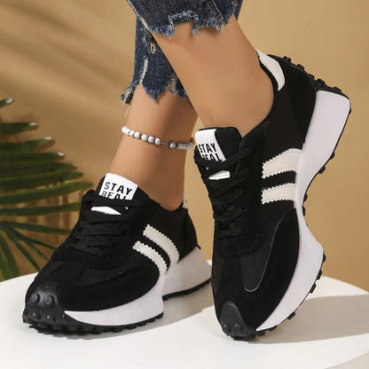 Stay Real Retro Platform Sneakers – Comfy Suede Chunky Sole Casual Shoes