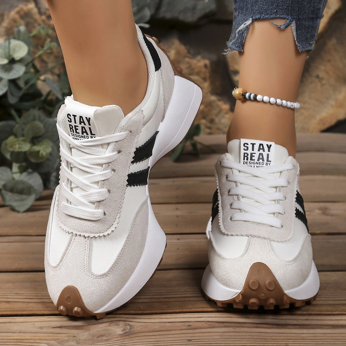 Stay Real Retro Platform Sneakers – Comfy Suede Chunky Sole Casual Shoes