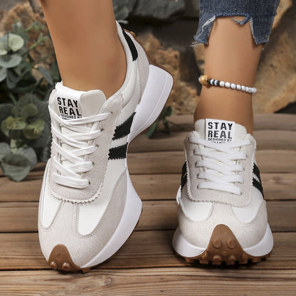 Stay Real Retro Platform Sneakers – Comfy Suede Chunky Sole Casual Shoes
