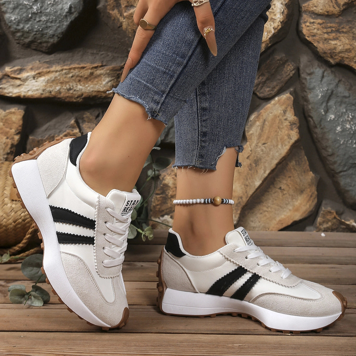 Stay Real Retro Platform Sneakers – Comfy Suede Chunky Sole Casual Shoes