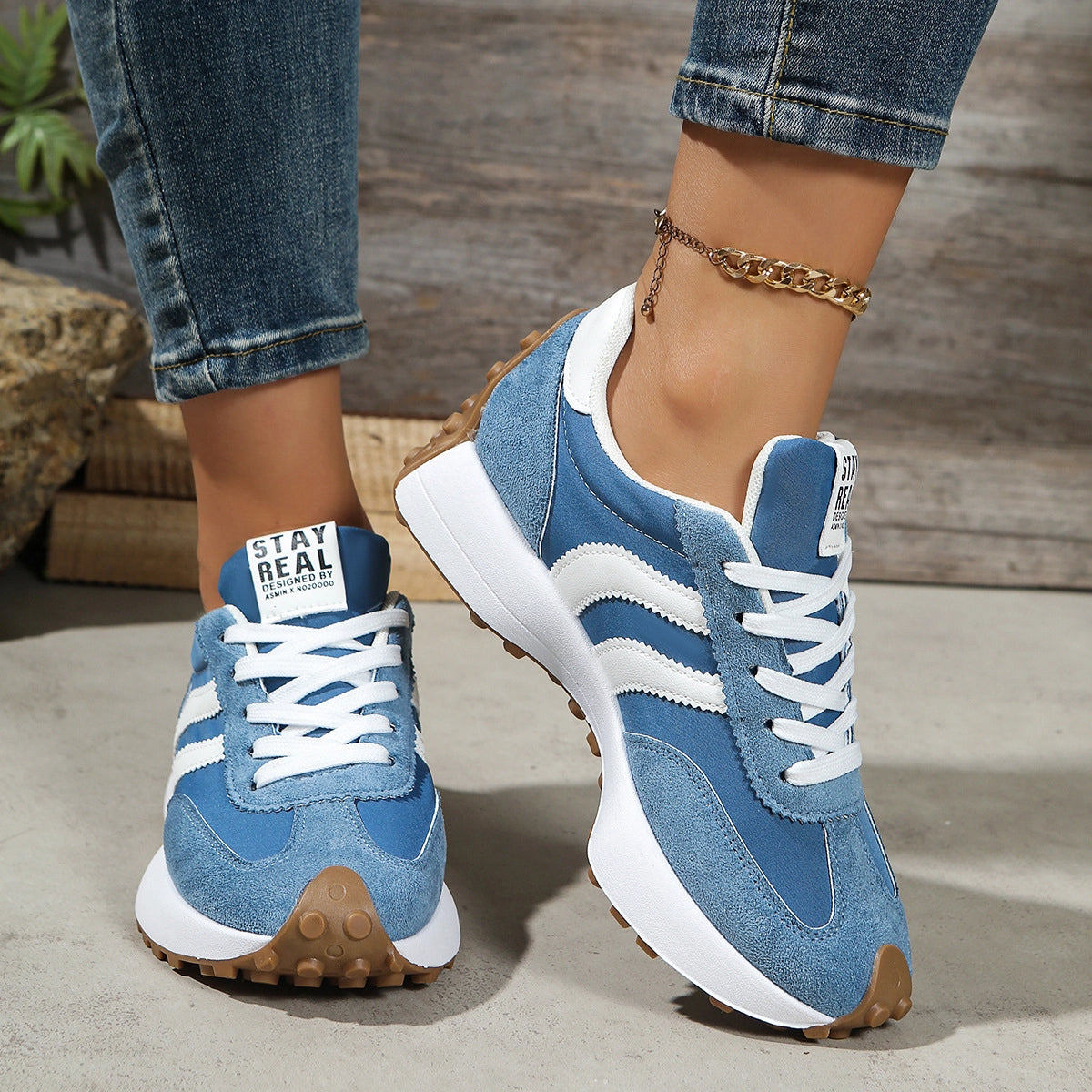 Stay Real Retro Platform Sneakers – Comfy Suede Chunky Sole Casual Shoes