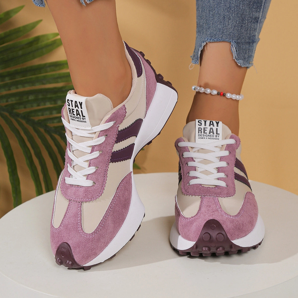 Stay Real Retro Platform Sneakers – Comfy Suede Chunky Sole Casual Shoes
