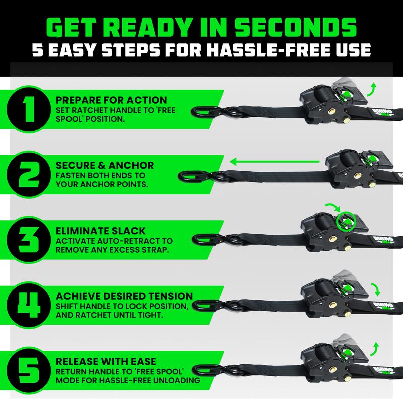 Premium Retractable Tie-Down Straps for Heavy Loads