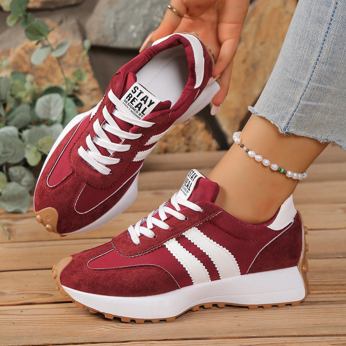 Stay Real Retro Platform Sneakers – Comfy Suede Chunky Sole Casual Shoes