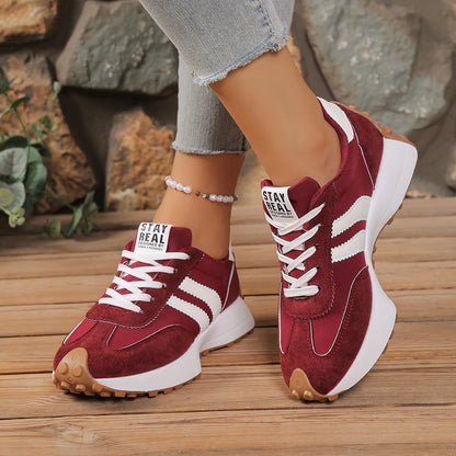 Stay Real Retro Platform Sneakers – Comfy Suede Chunky Sole Casual Shoes