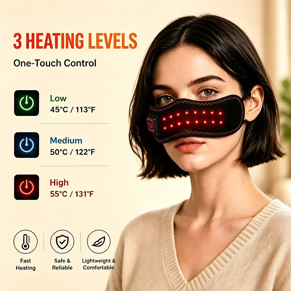 Rechargeable Heated Nose Warmer with Red Light | 3 Heat Settings