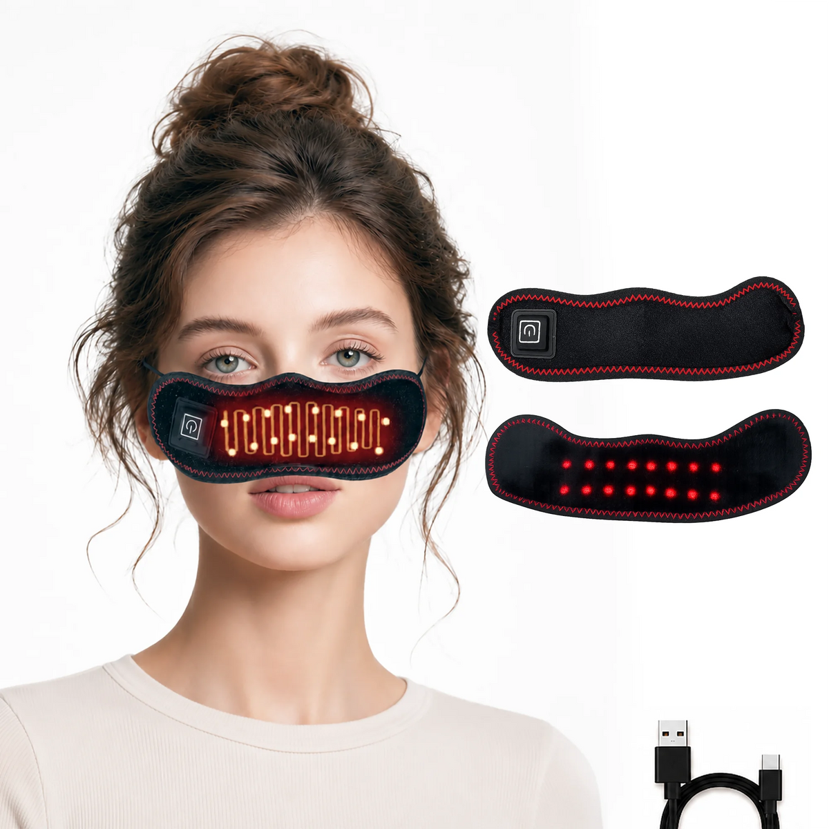 Rechargeable Heated Nose Warmer with Red Light | 3 Heat Settings