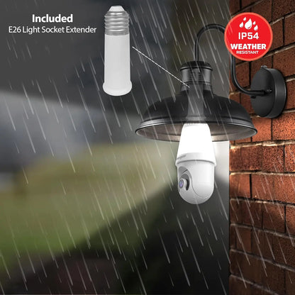 2K WiFi 5G Light Bulb Security Camera, 355° Rotation, 1000LM LED Light