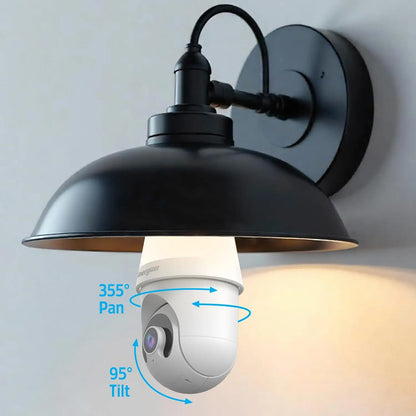 2K WiFi 5G Light Bulb Security Camera, 355° Rotation, 1000LM LED Light