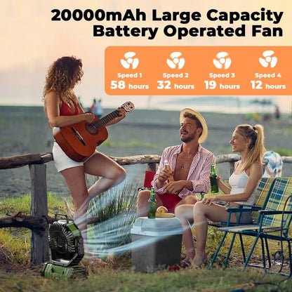 20000mAh Camping Fan with LED