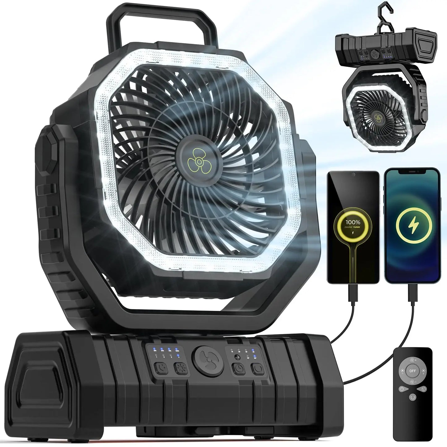 20000mAh Camping Fan with LED
