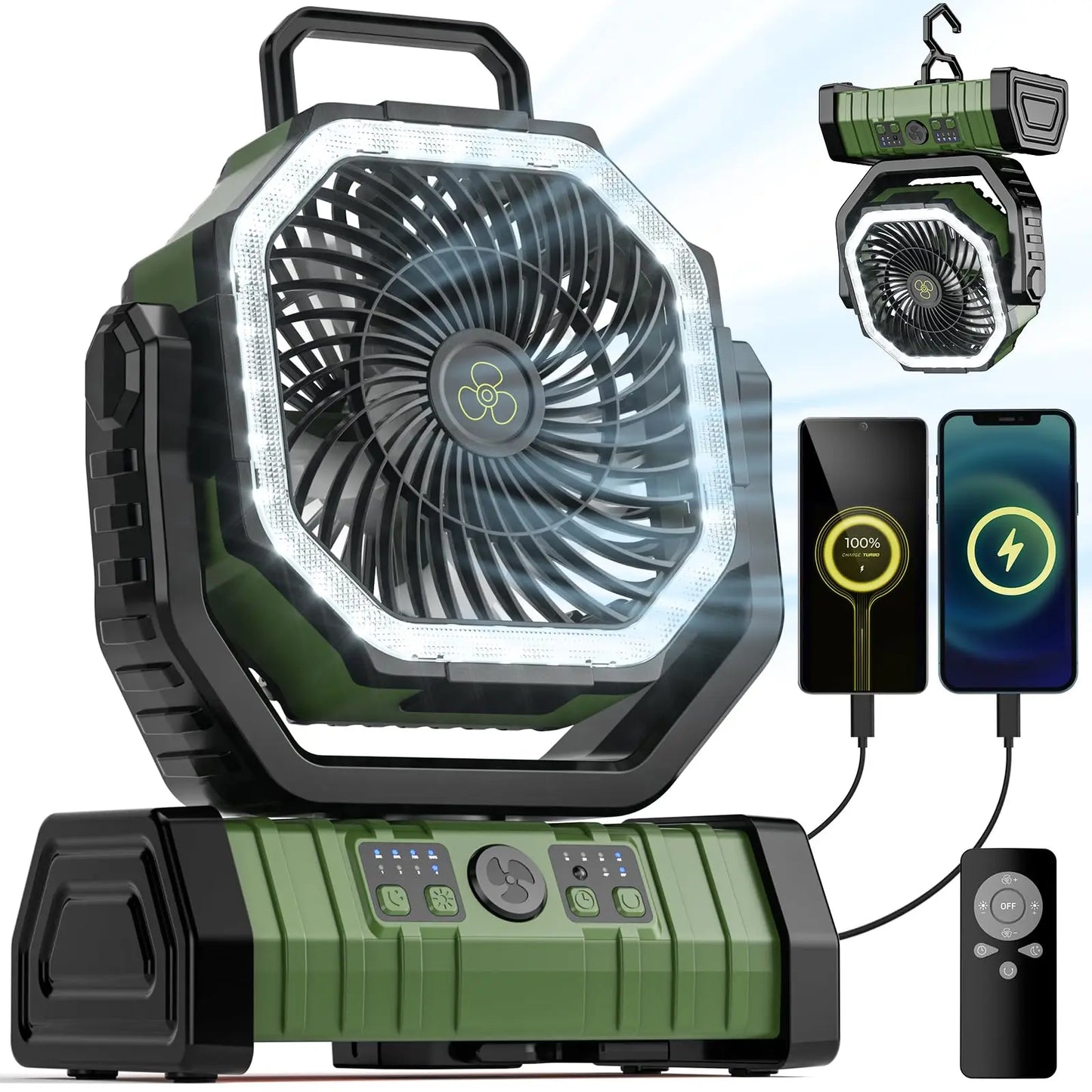 20000mAh Camping Fan with LED