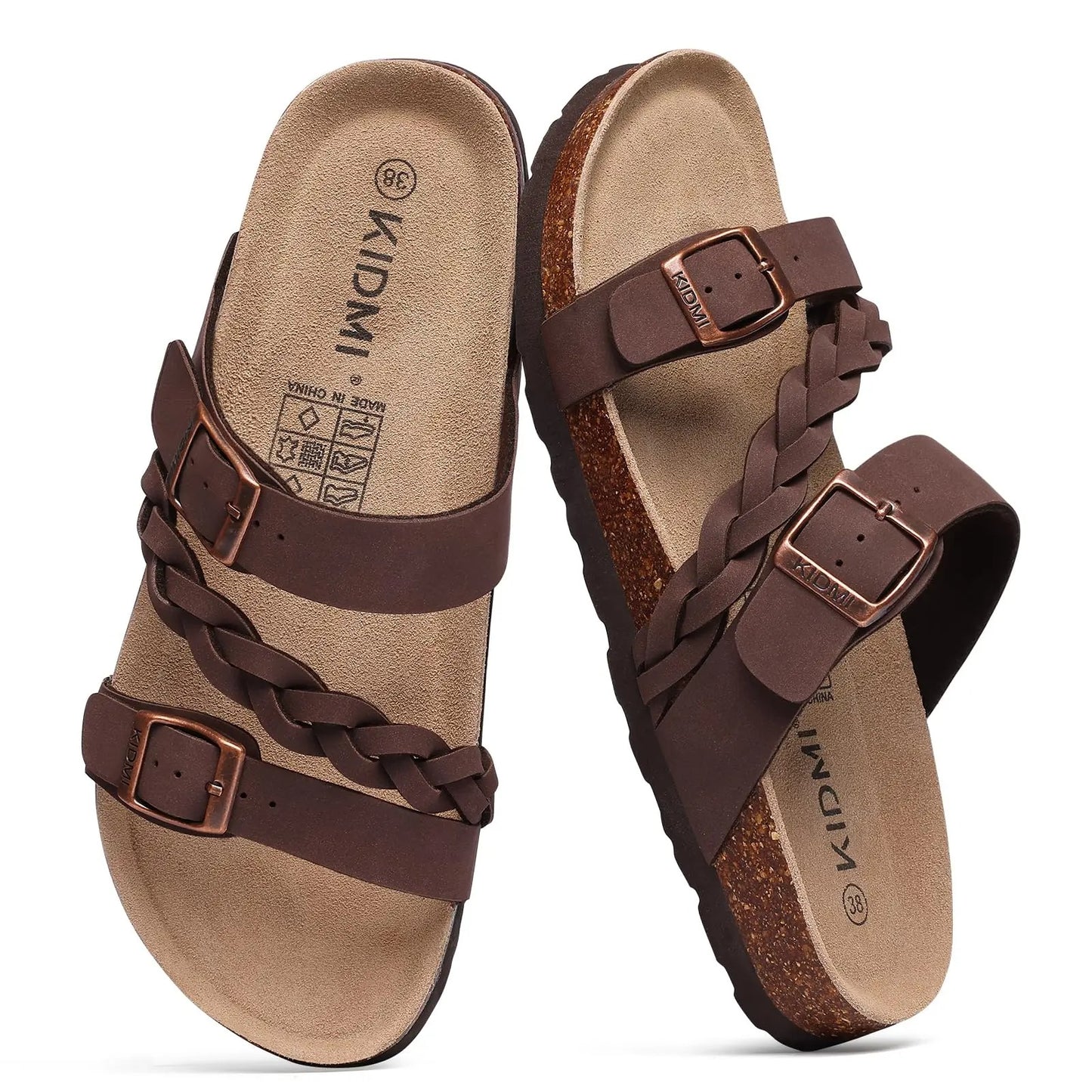 Crestar Women's Cork Footbed Sandals Lady Fashion Buckle